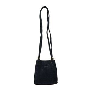 Vintage Carolyne Barton Women's Black Suede Goldtone Metal Shoulder Bag Sz S